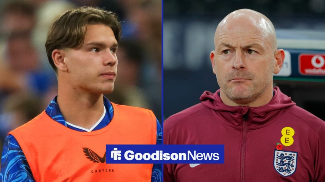 Split image of Everton forward Tyler Dibling and Lee Carsley