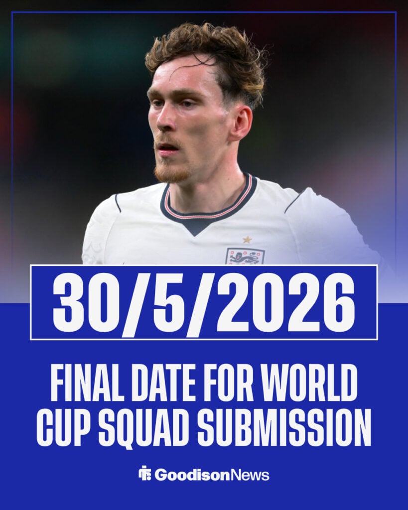 England squad World Cup submission date