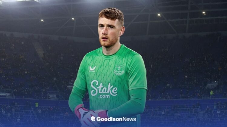 Mark Travers in an Everton shirt.
