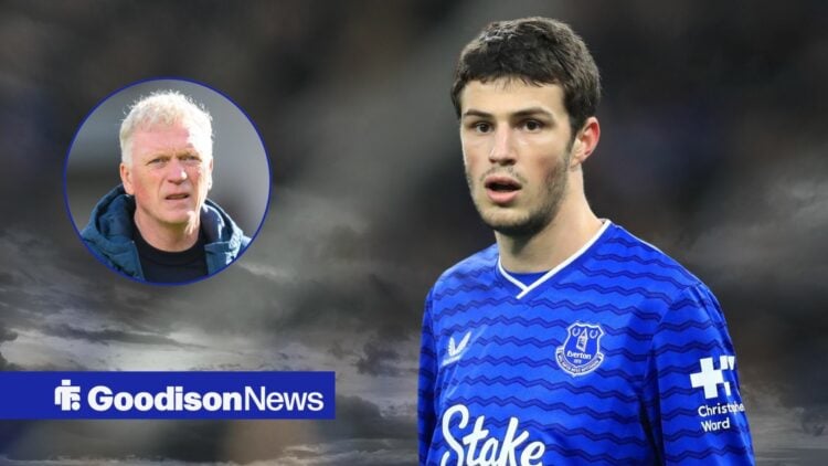 Merlin Rohl in action for Everton vs Arsenal, David Moyes applauds the supporters after their draw against Brentford.