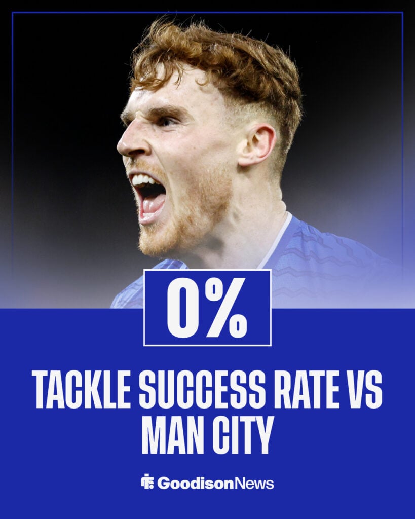 Jake O'Brien tackle success rate against Everton