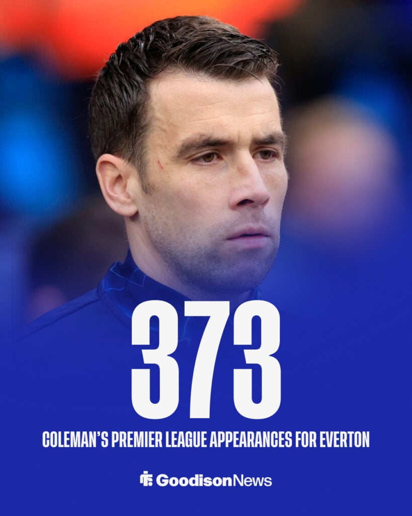 Everton star Seamus Coleman in pre-match warm-up.