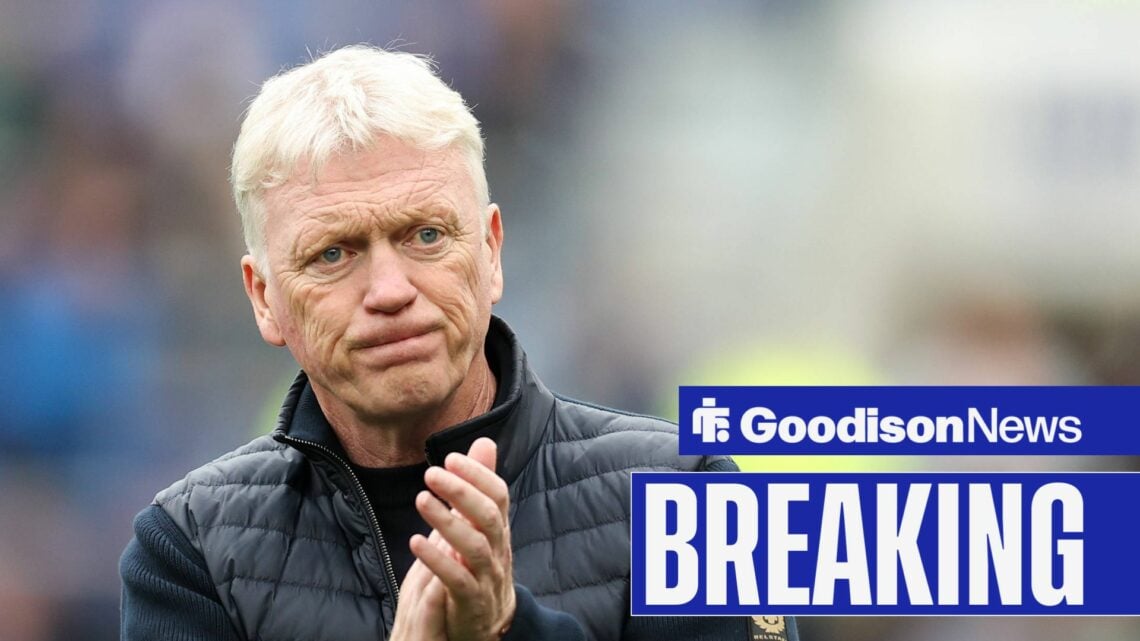 Liverpool, England, 17th May 2026. David Moyes, Manager of Everton, applauds the fans following the Everton vs Sunderland Premier League match at H...