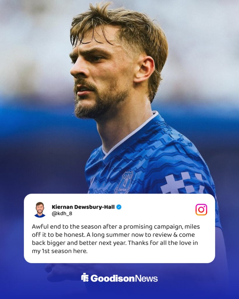 Kiernan Dewsbury-Hall's Instagram post after Everton's 2025-26 season