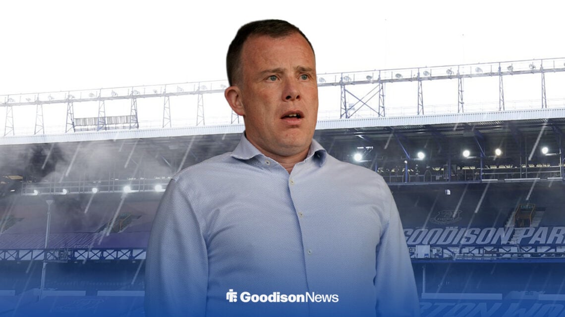 Everton CEO Angus Kinnear in front of the Hill Dickinson Stadium.