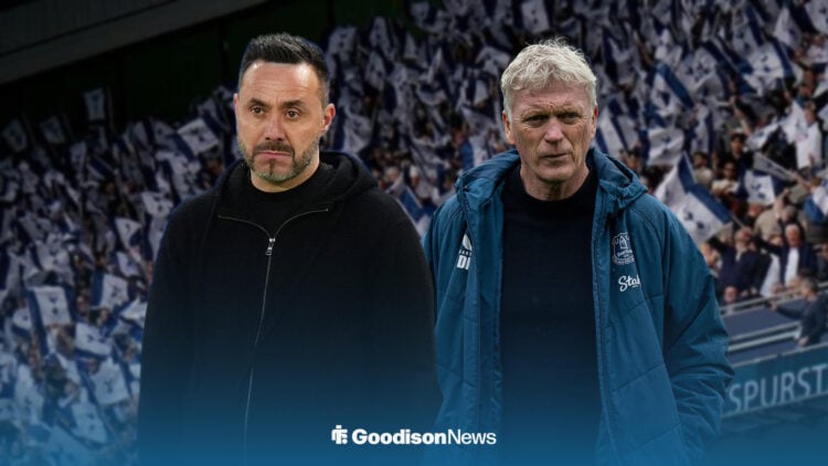 Roberto De Zerbi and David Moyes at the Tottenham Hotspur Stadium.