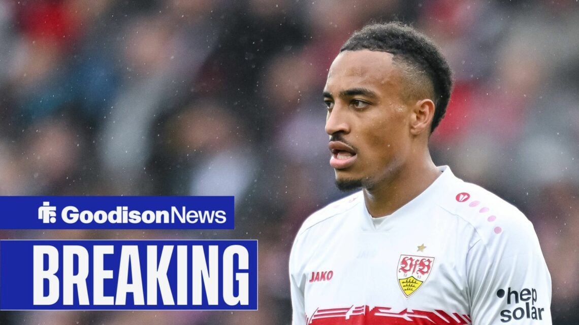 Jamie Leweling of VfB Stuttgart Looks on during the Bundesliga match between VfB Stuttgart and Hamburger SV at MHPArena Stuttgart on April 12, 2026...