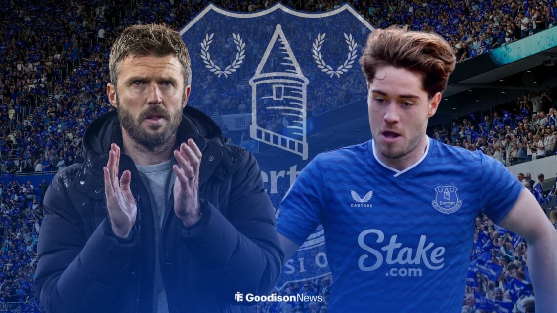 Michael Carrick with Hayden Hackney in Everton shirt