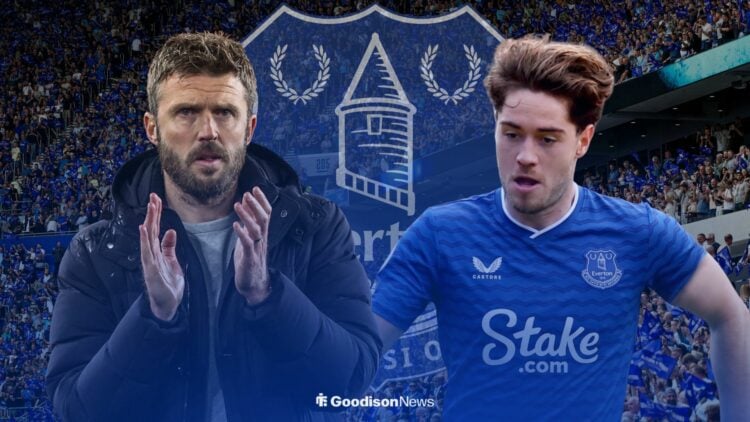 Michael Carrick with Hayden Hackney in Everton shirt
