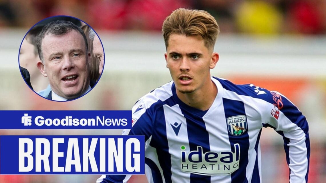 Angus Kinnear, Everton chief, looking at West Brom star, Isaac Price.