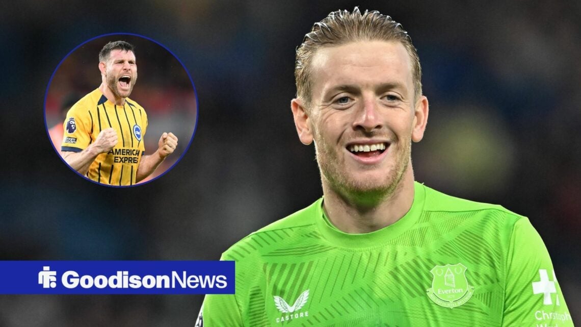 Jordan Pickford and a circular inset of James Milner.